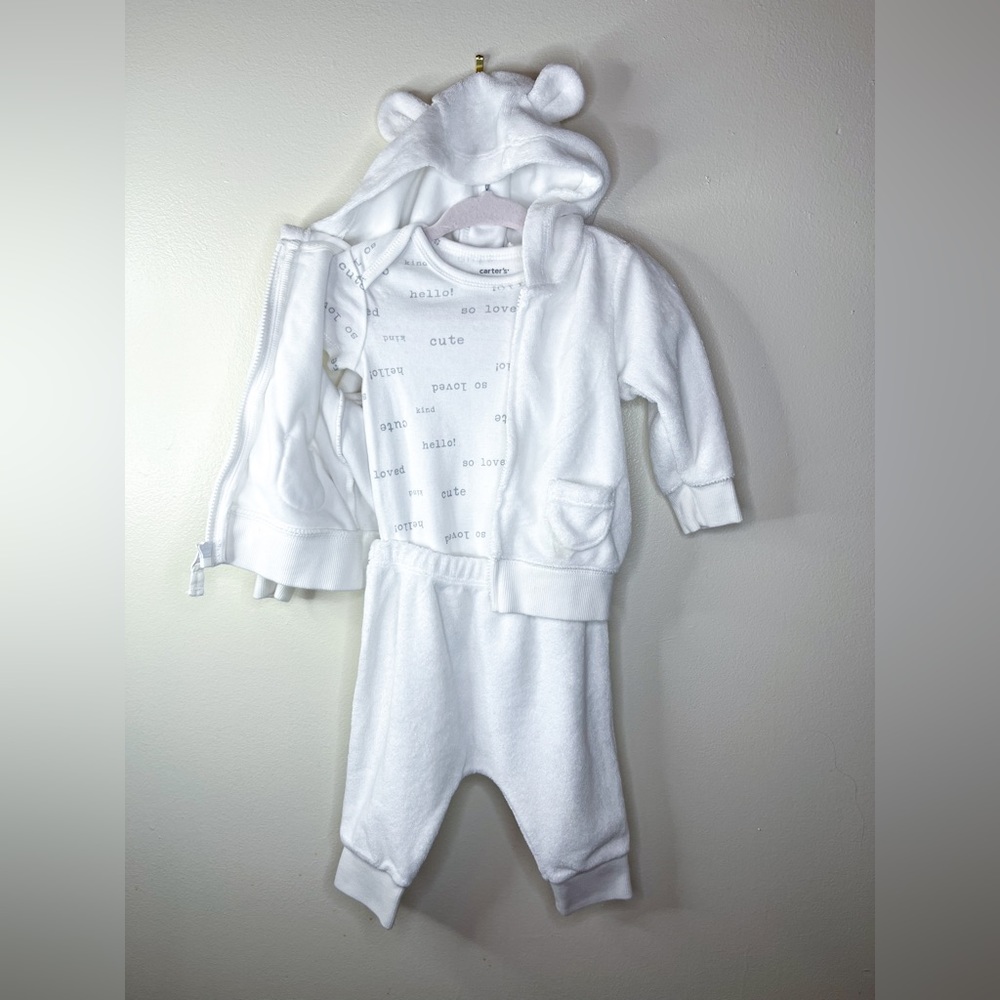 Carter’s White Hoodie 3 Piece Set Unisex